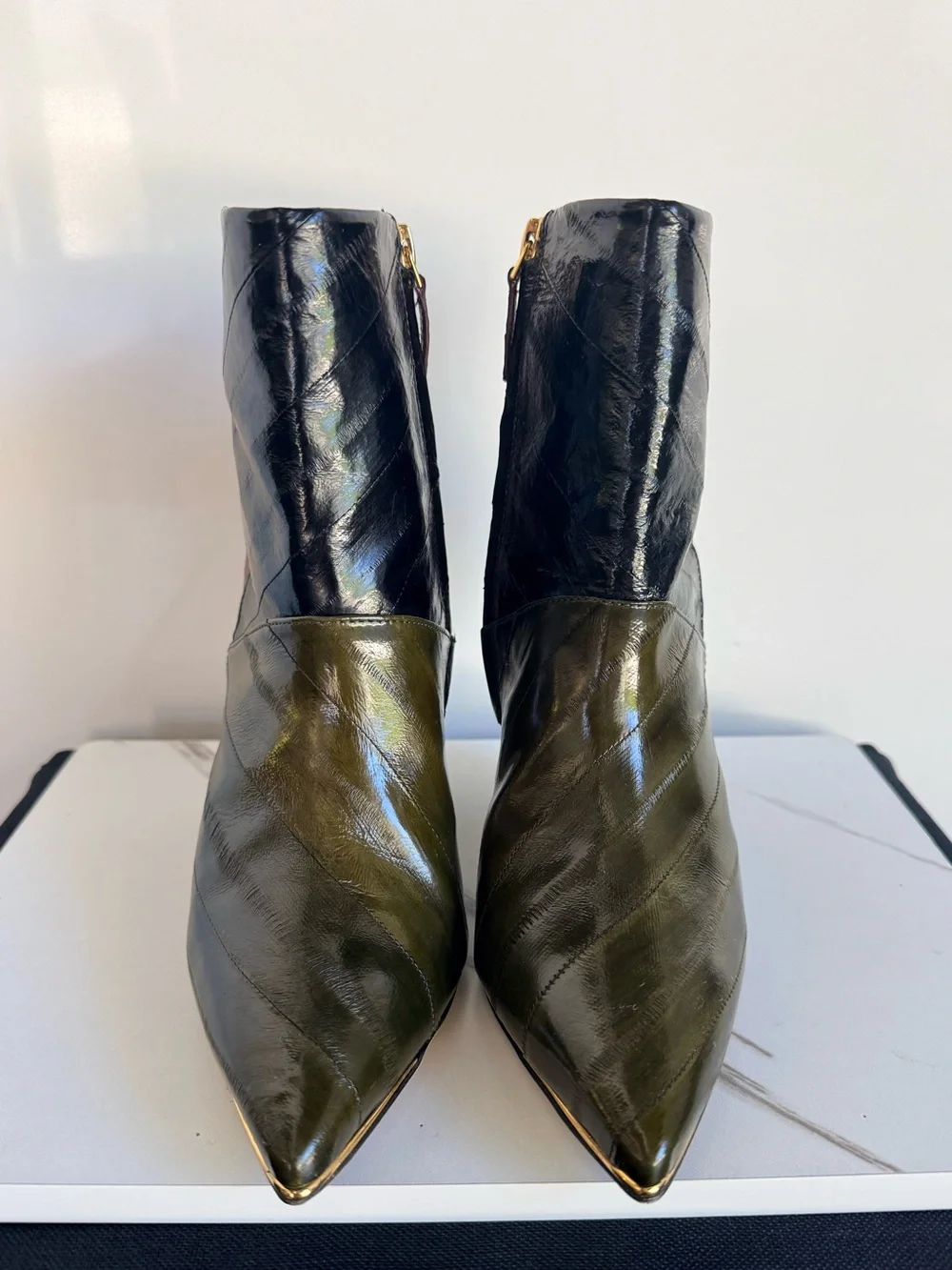 Tory Burch Lila Eel Zip-Up Ankle Boots — Size 7M